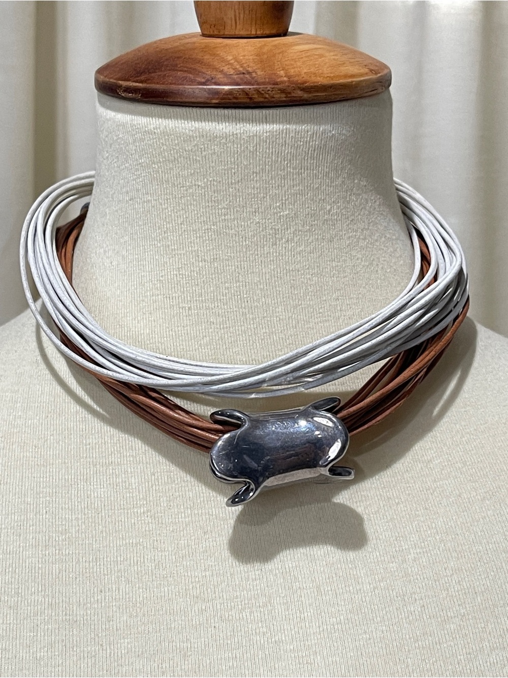 Simon Sebbag 2 Multi-Strand Leather Necklaces with 1 Silver Slide Bead Accent